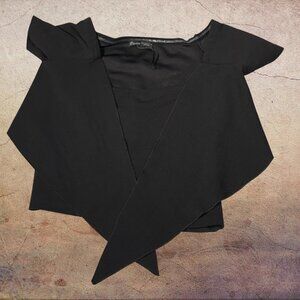 Zara Black Draped Asymmetrical Open Front Basic Collection Cape Top Blouse S